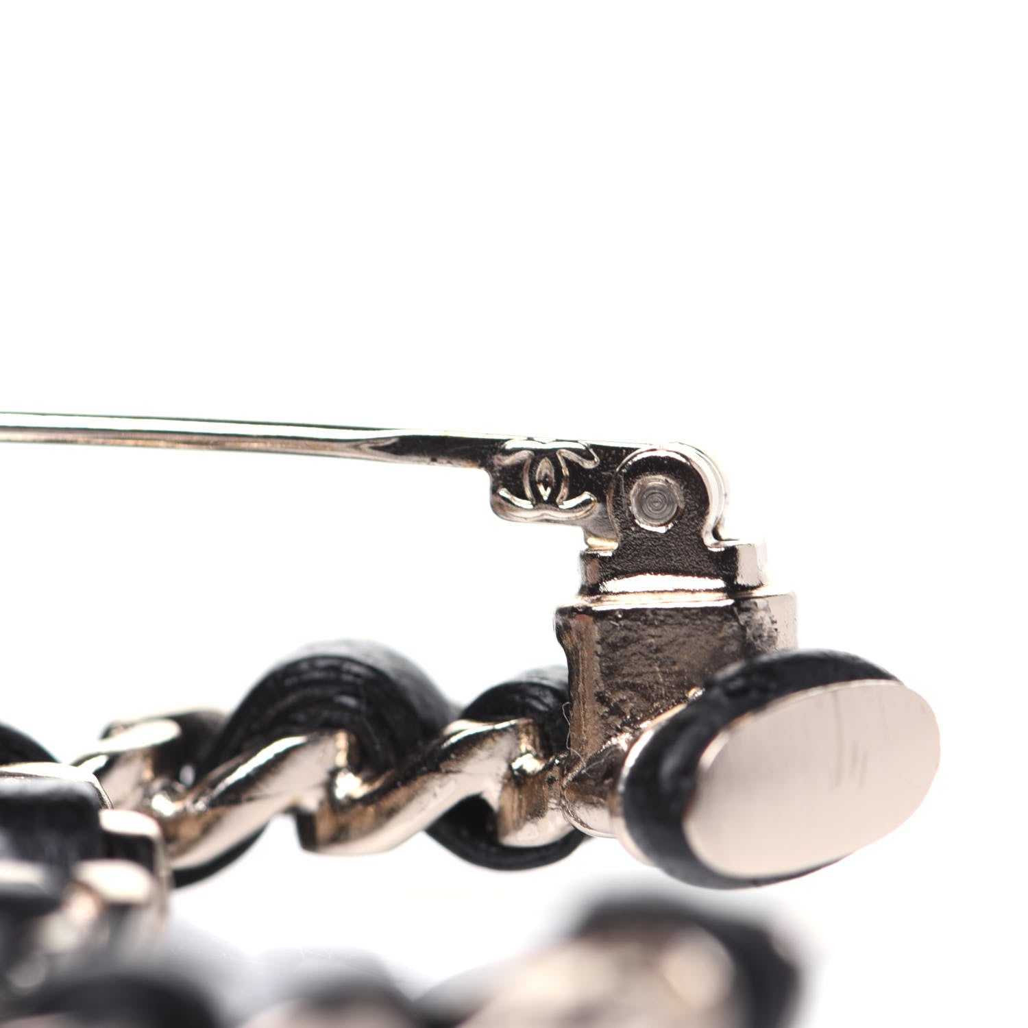 Chanel Lambskin Chain CC Brooch Black Gold 4 of 8