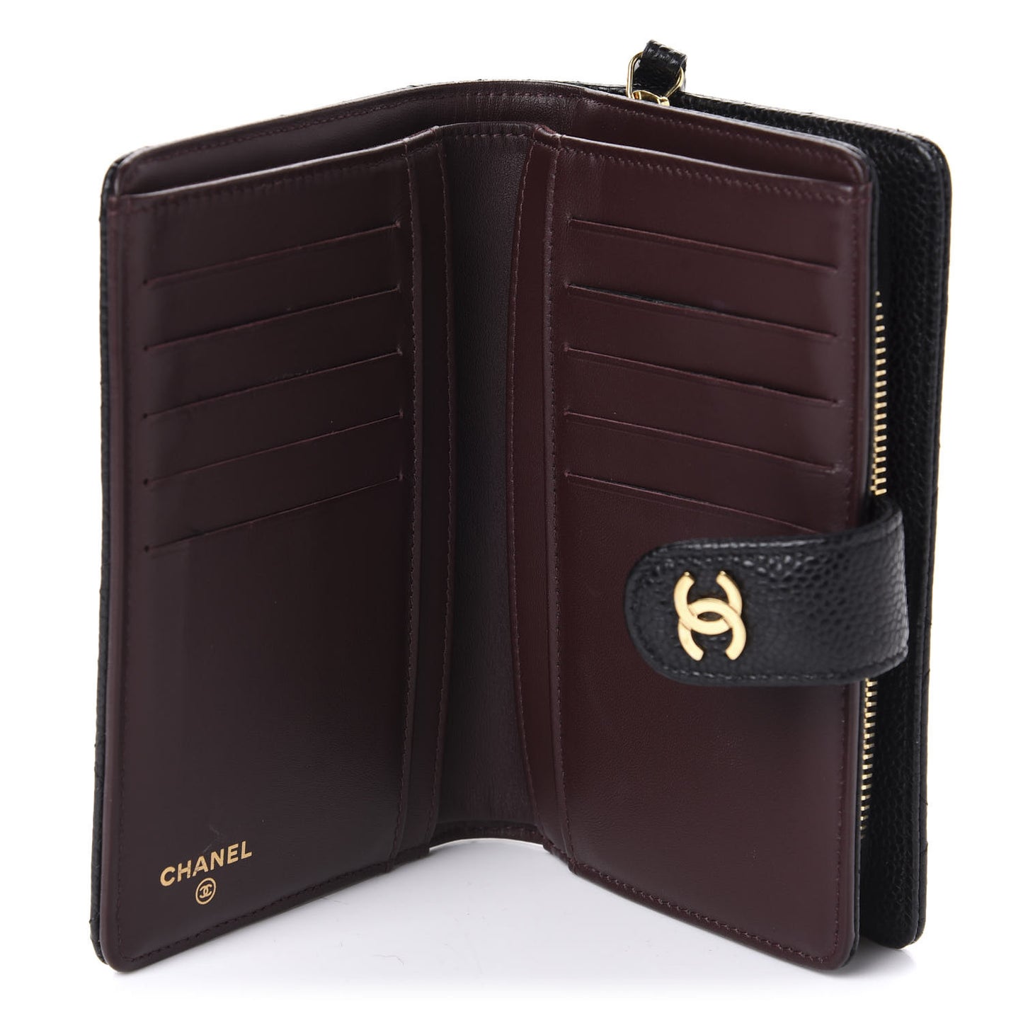 Caviar Quilted Zipped Pocket Wallet Black