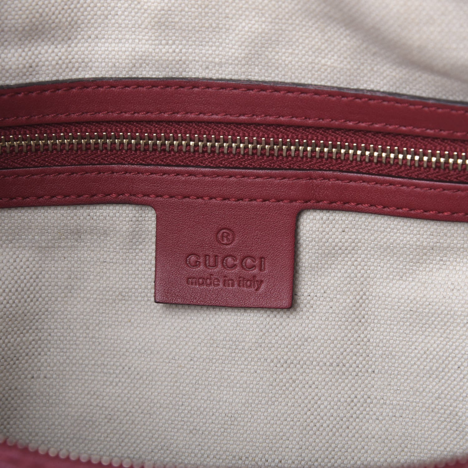 Gucci Calfskin Microguccissima Trim Medium Boston Raspberry Red 8 of 9