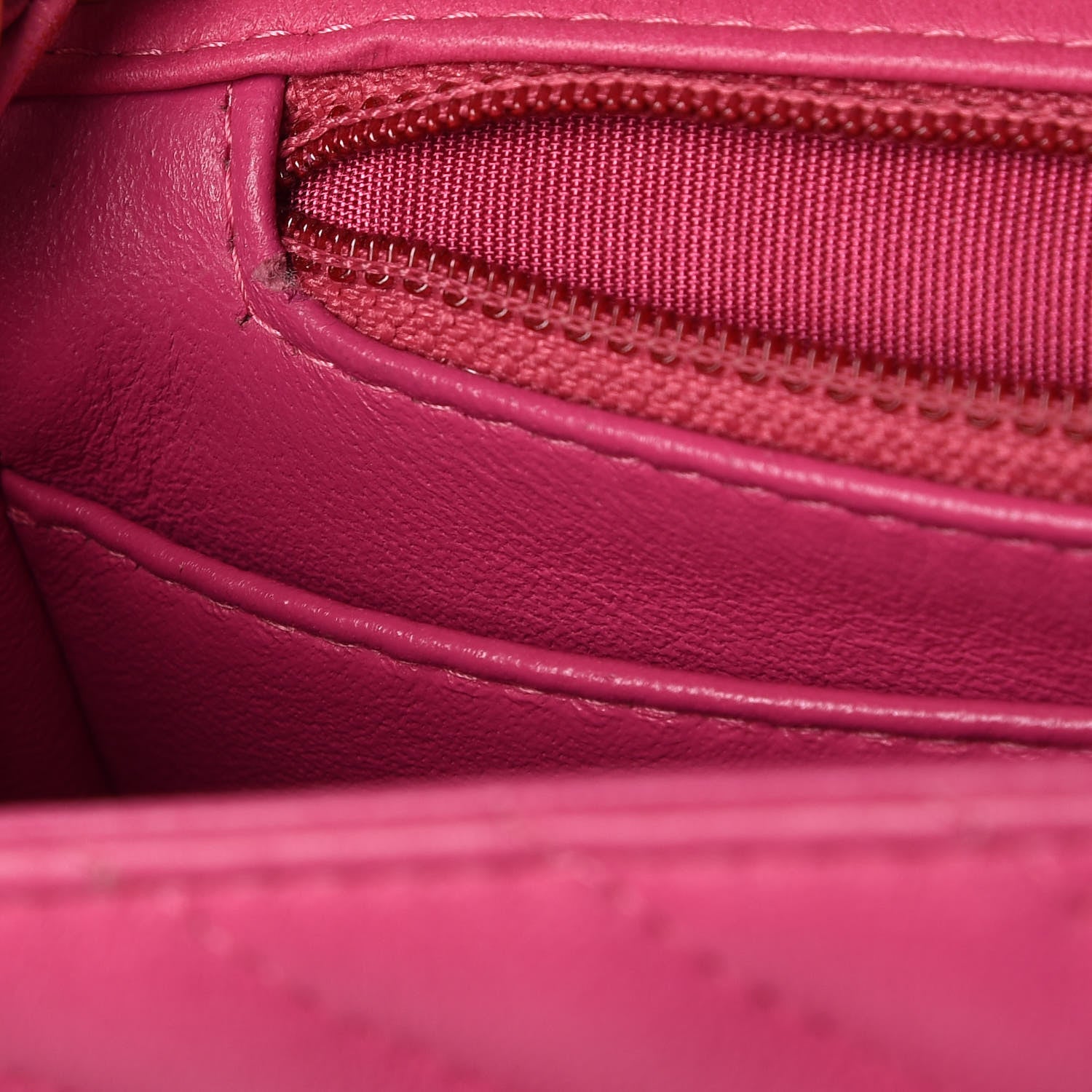 Chanel Lambskin Chevron Quilted Mini Square Flap Fuchsia 18 of 22