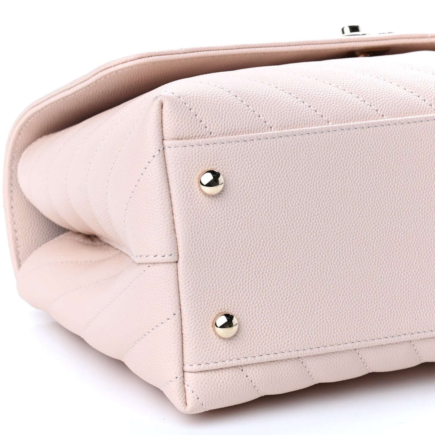 Caviar Lizard Embossed Chevron Quilted Small Coco Handle Flap Beige