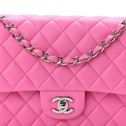Chanel Lambskin Quilted Medium Double Flap Neon Pink 8 of 10