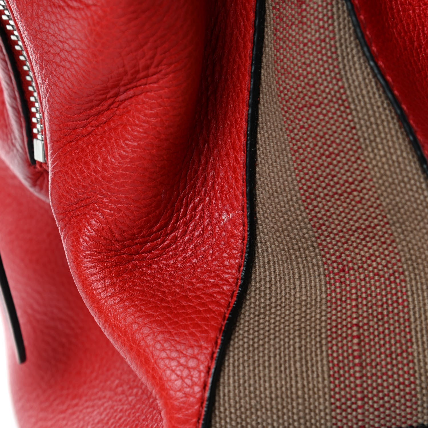 Burberry Grainy Calfskin House Check Small Maidstone Red 6 of 7