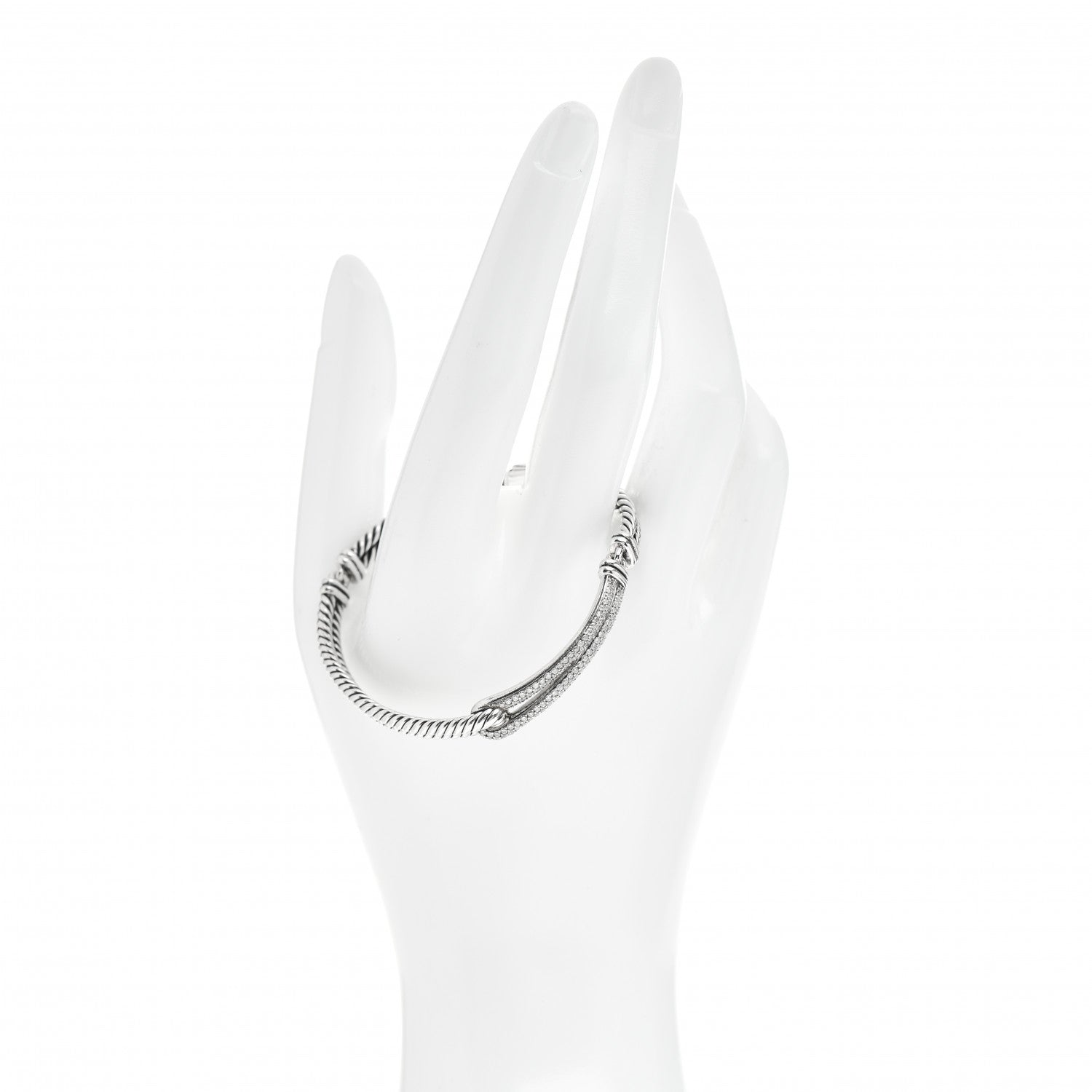 David Yurman Sterling Silver Diamond 7mm Petite Pave Single Loop Labyrinth Bracelet 2 of 4