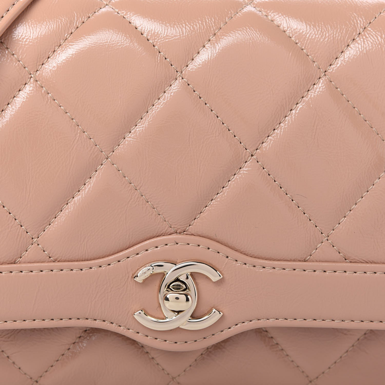 Chanel Shiny Aged Calfskin Quilted Mini Hold The Line Flap Beige 10 of 11
