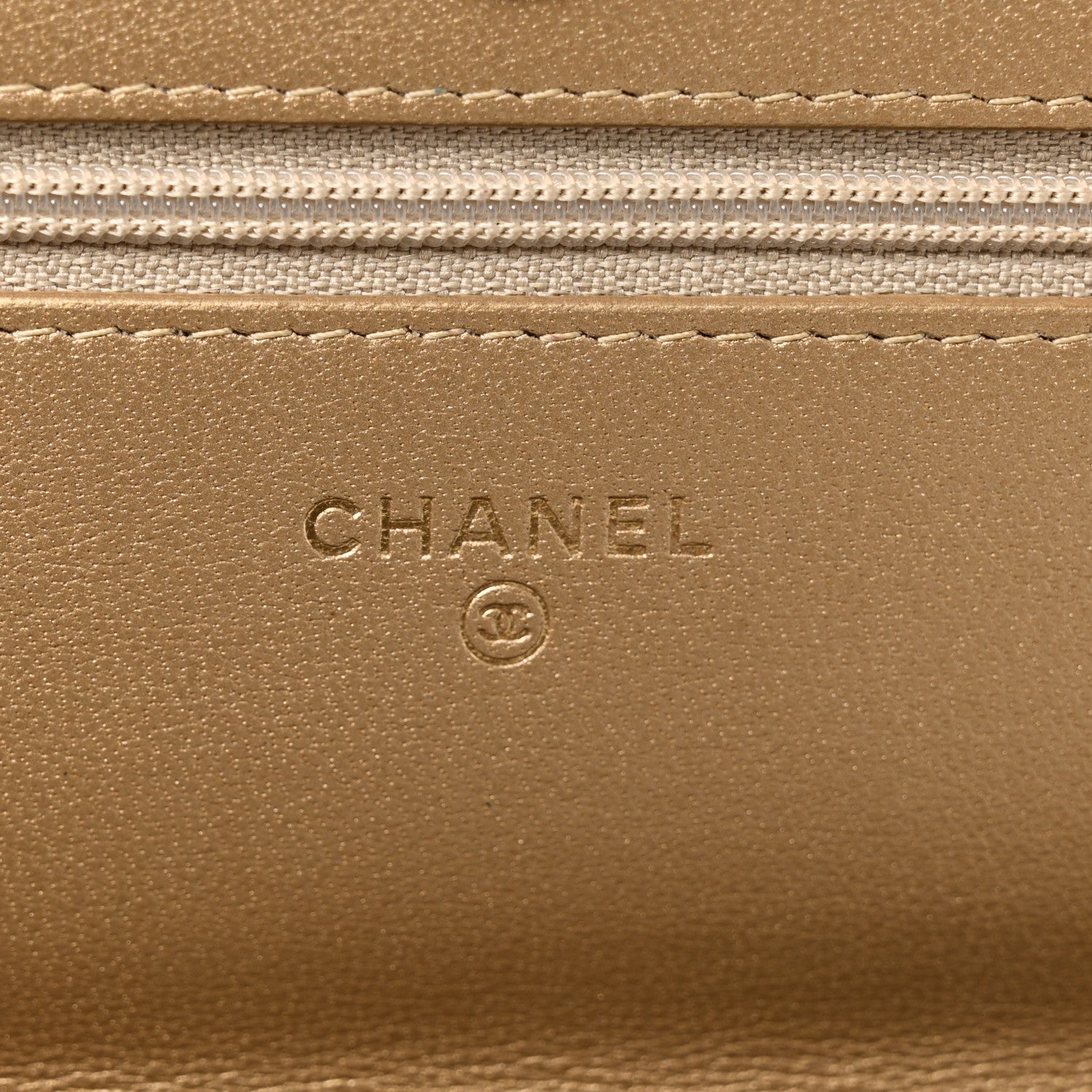 Chanel Metallic Goatskin Quilted Chanel 19 Wallet On Chain WOC Gold 6 of 14