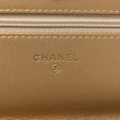 Chanel Metallic Goatskin Quilted Chanel 19 Wallet On Chain WOC Gold 6 of 14