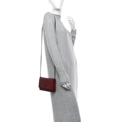 Chanel Aged Calfskin Quilted Wallet On Chain WOC Burgundy 2 of 15