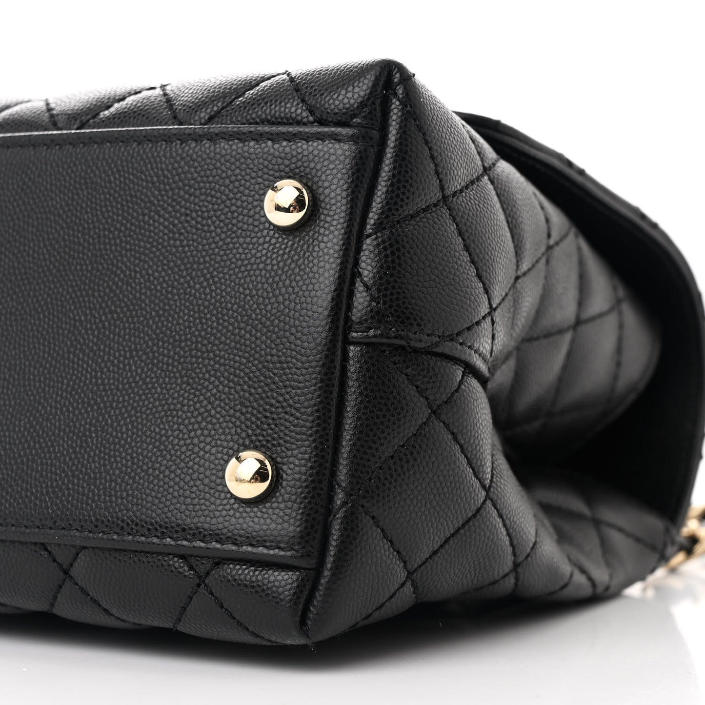 Caviar Quilted Small Coco Handle Flap Black