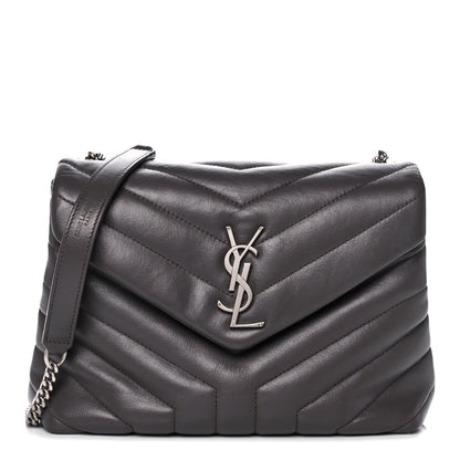 Saint Laurent Calfskin Y Quilted Monogram Small Loulou Chain Satchel Earth 1 of 20
