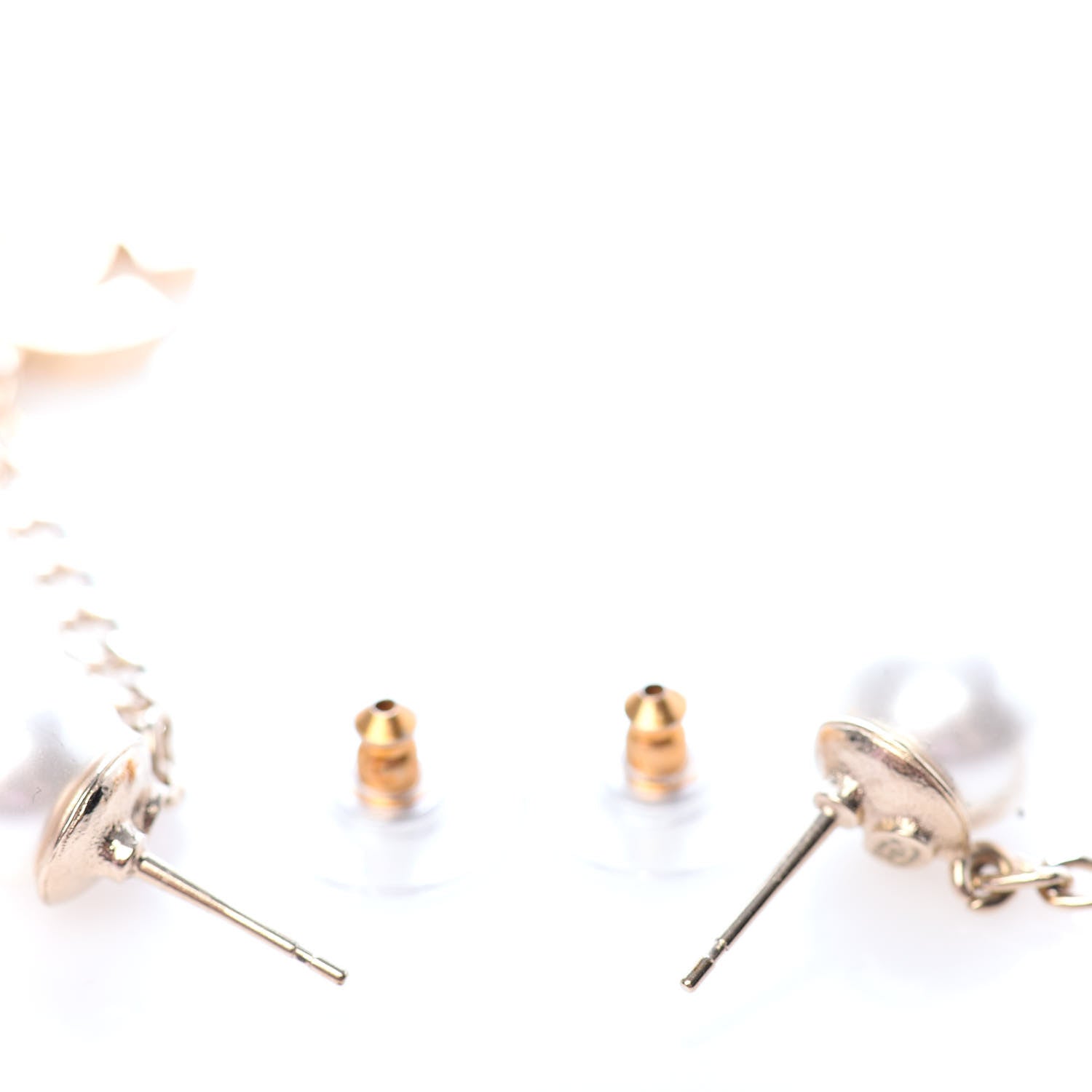 Chanel Pearl Crystal CC Long Drop Earrings Gold 3 of 3
