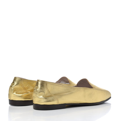 Chanel Metallic Lambskin CC Mocassin Loafers 38.5 Gold 4 of 17
