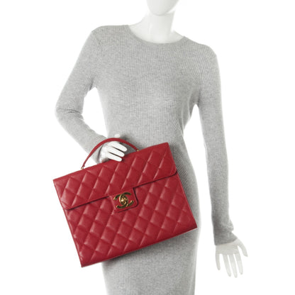 Chanel Caviar Quilted Briefcase Laptop Bag Red 2 of 9