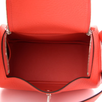 Hermes Taurillon Clemence Mini Lindy 20 Rose Texas 5 of 9