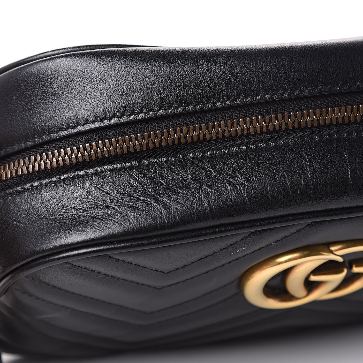 Gucci Calfskin Matelasse Small GG Marmont Chain Shoulder Bag Black 9 of 13