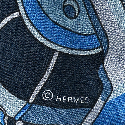 Hermes Cashmere Silk 600 Chevaux Rectangle Scarf Marine Gris Chine 6 of 7