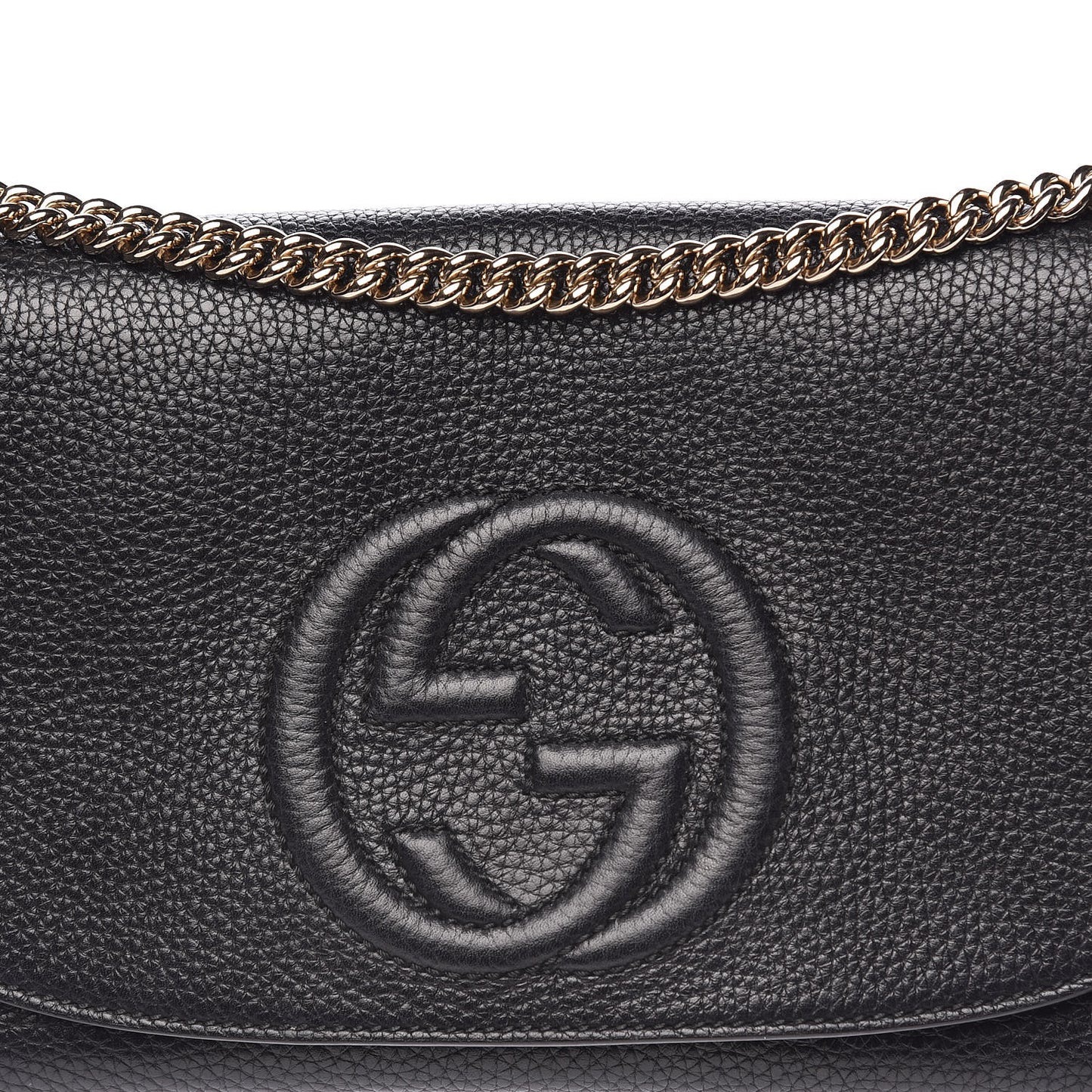 Pebbled Calfskin Medium Soho Flap Crossbody Black
