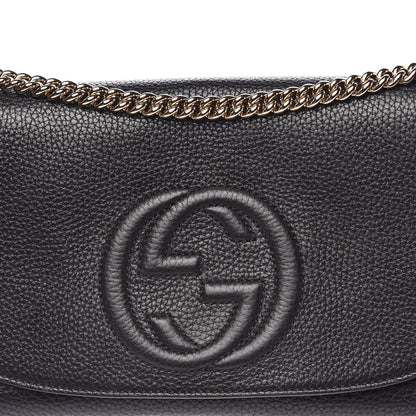 Gucci Pebbled Calfskin Medium Soho Flap Crossbody Black 10 of 11