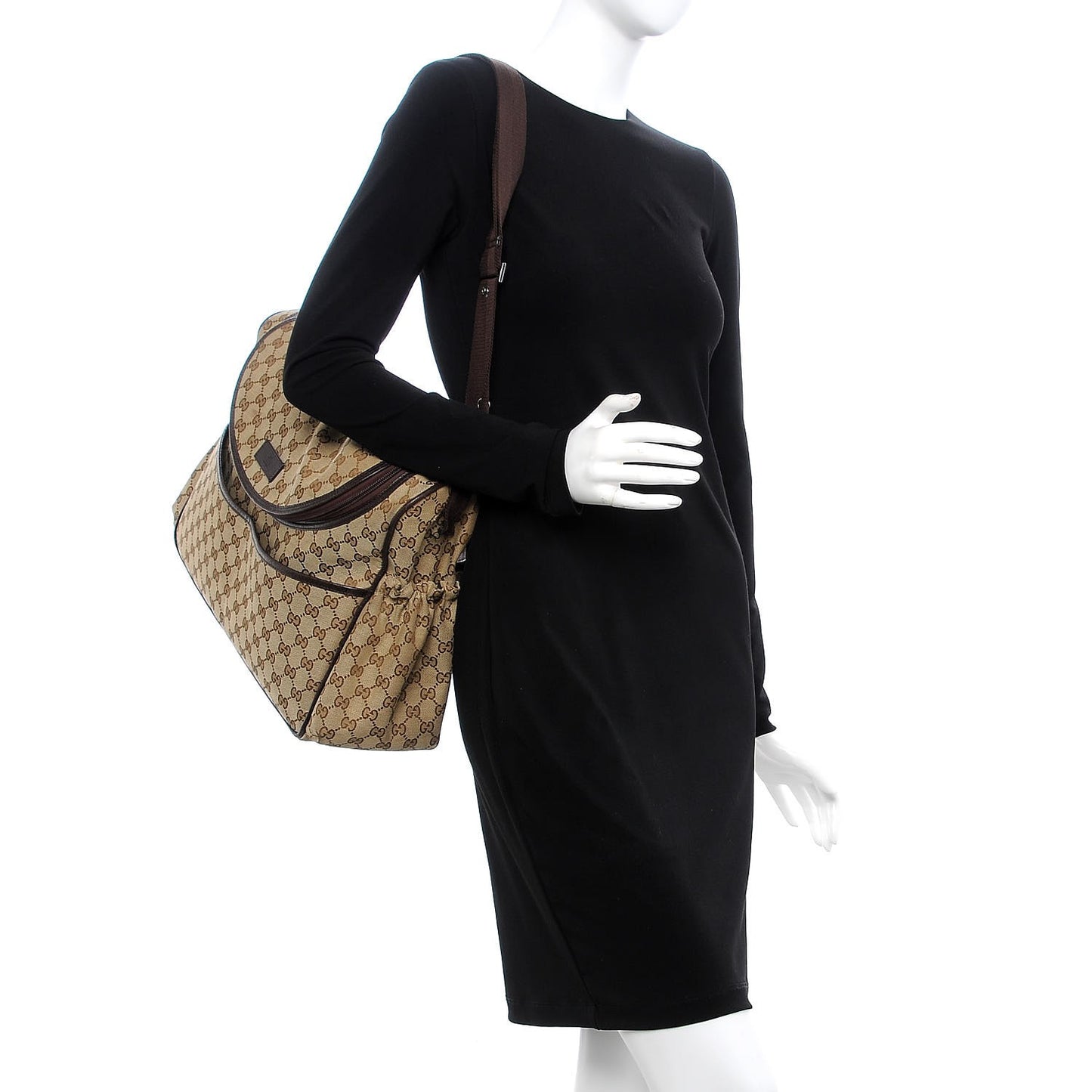 Monogram Natural Pigskin Large Diaper Bag Beige Ebony Cocoa Dark Chocolate