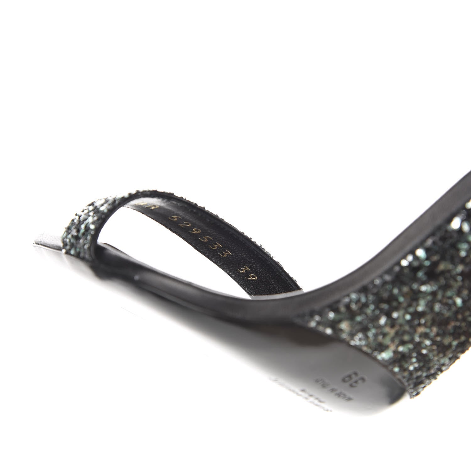 Saint Laurent Glitter Amber 105 Ankle Strap Sandals 39 Black 9 of 10