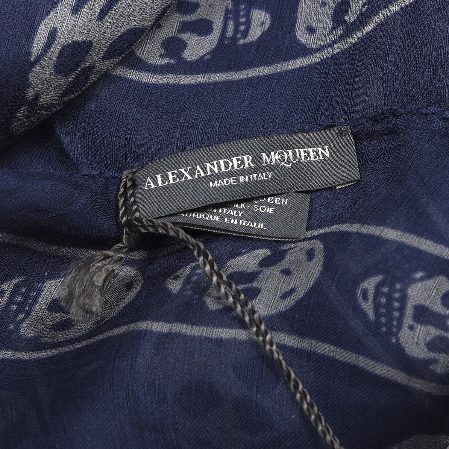 Alexander McQueen Silk Chiffon Skull Scarf Grey Navy 4 of 5
