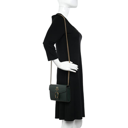 Gucci Calfskin Garden Dionysus Chain Wallet Emerald 2 of 12