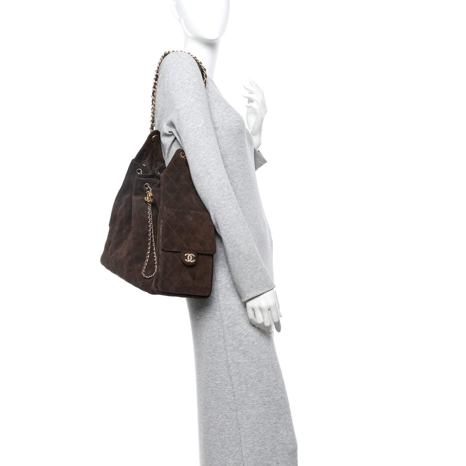 Chanel Suede Quilted Medium Chanel 25 Handbag Dark Brown 2 of 13