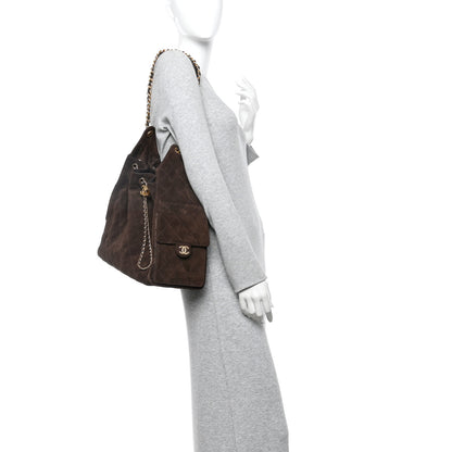 Chanel Suede Quilted Medium Chanel 25 Handbag Dark Brown 2 of 13