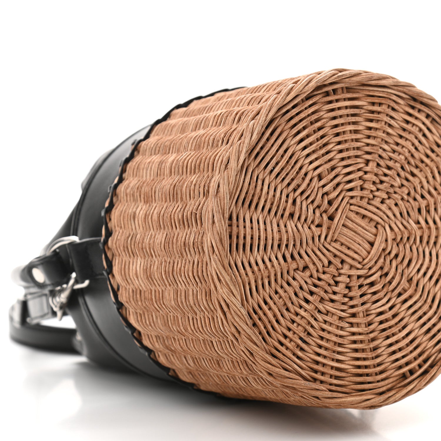 Saint Laurent Calfskin Wicker Small Bahia Bucket Bag Black 9 of 10
