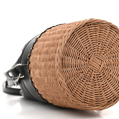 Saint Laurent Calfskin Wicker Small Bahia Bucket Bag Black 9 of 10