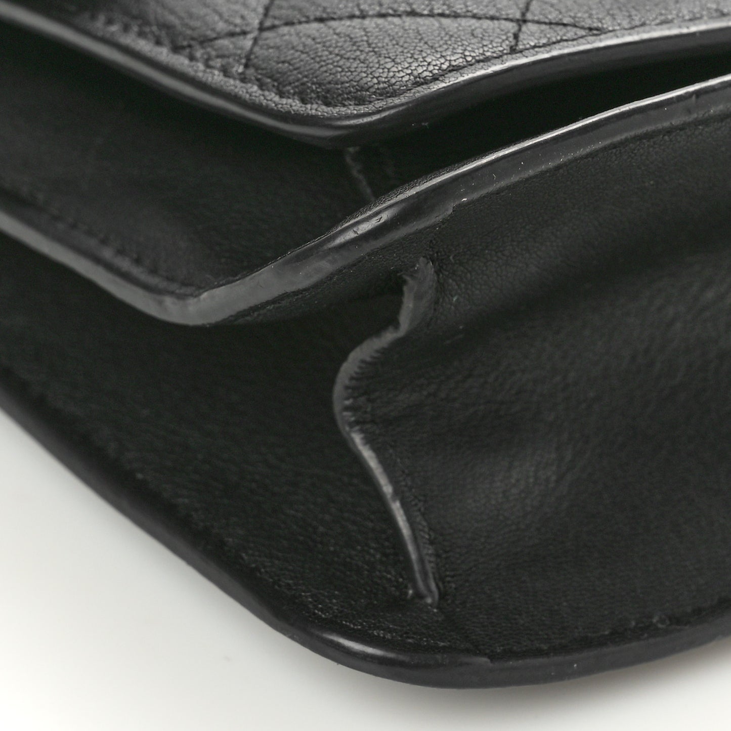 Goatskin Quilted Small CC Box Flap Black