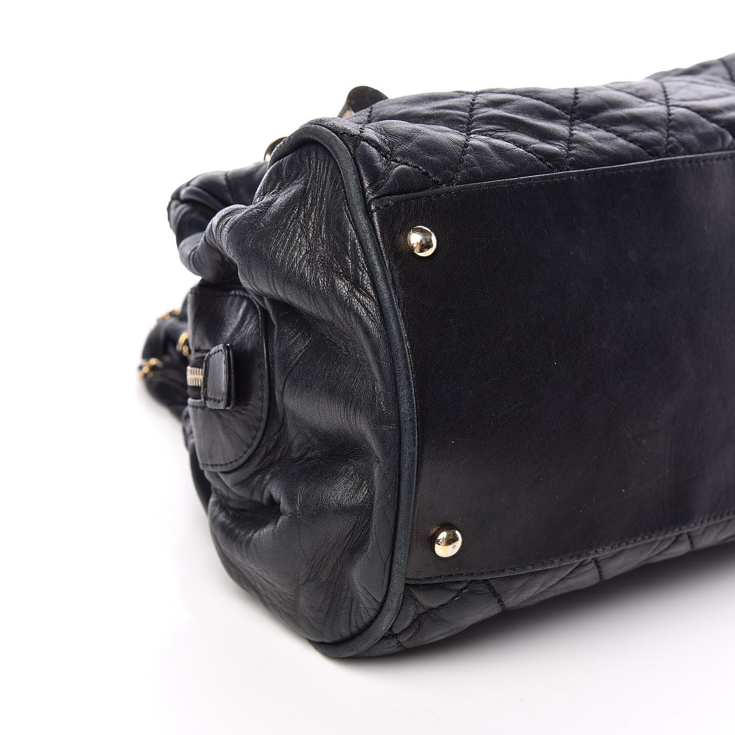 Distressed Lambskin Lady Braid Bowler Black