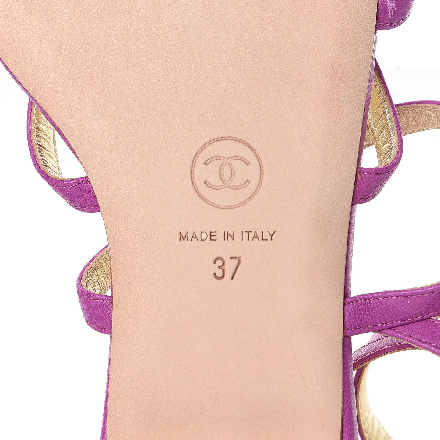 Lambskin Gripoix Flat Sandals 37 Purple