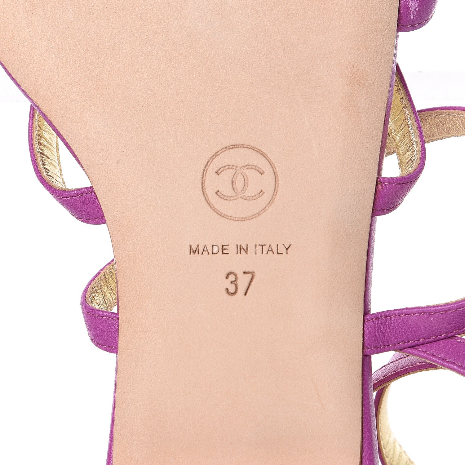 Chanel Lambskin Gripoix Flat Sandals 37 Purple 6 of 8