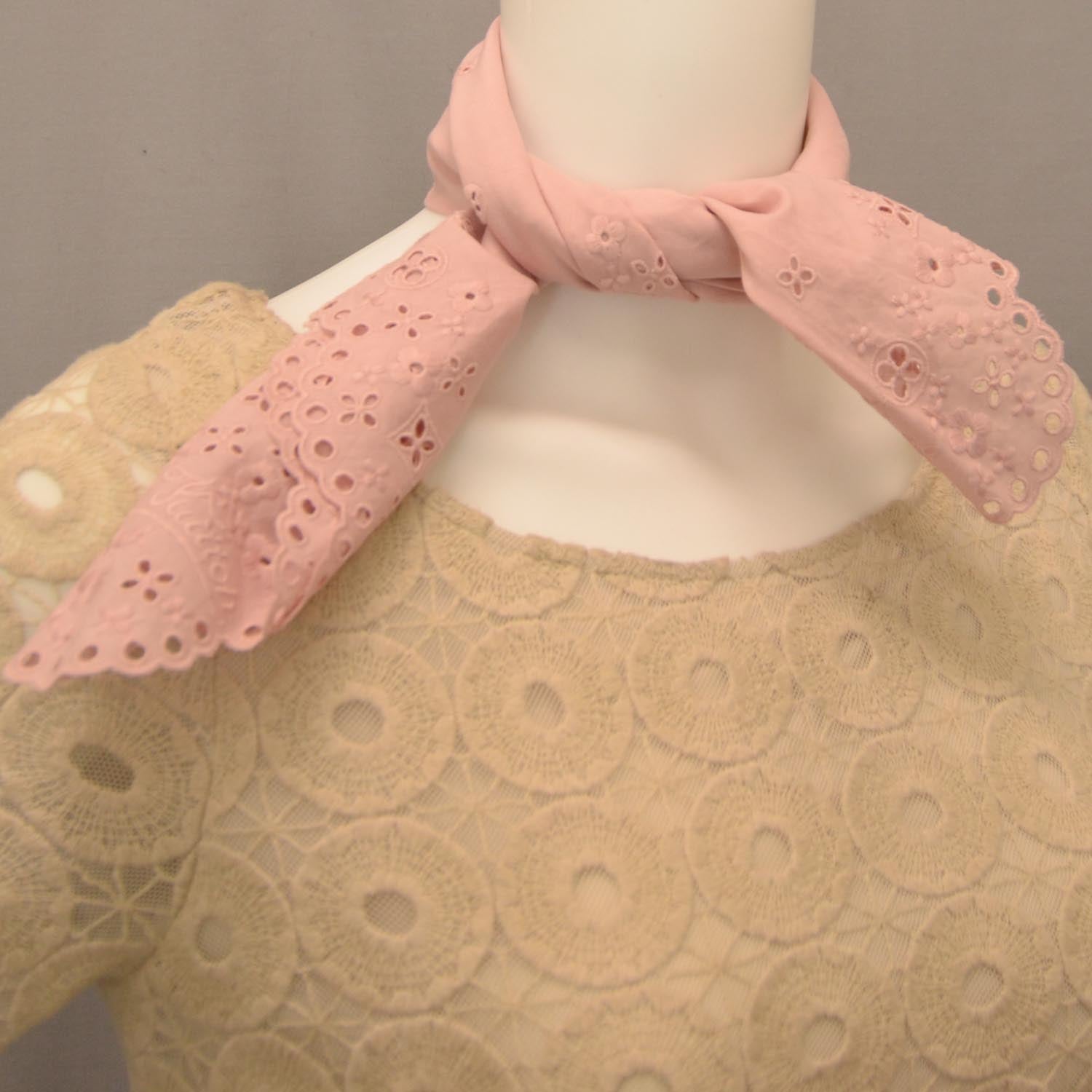 Louis Vuitton Embroidered Eyelet Bandana Scarf Pink 2 of 4