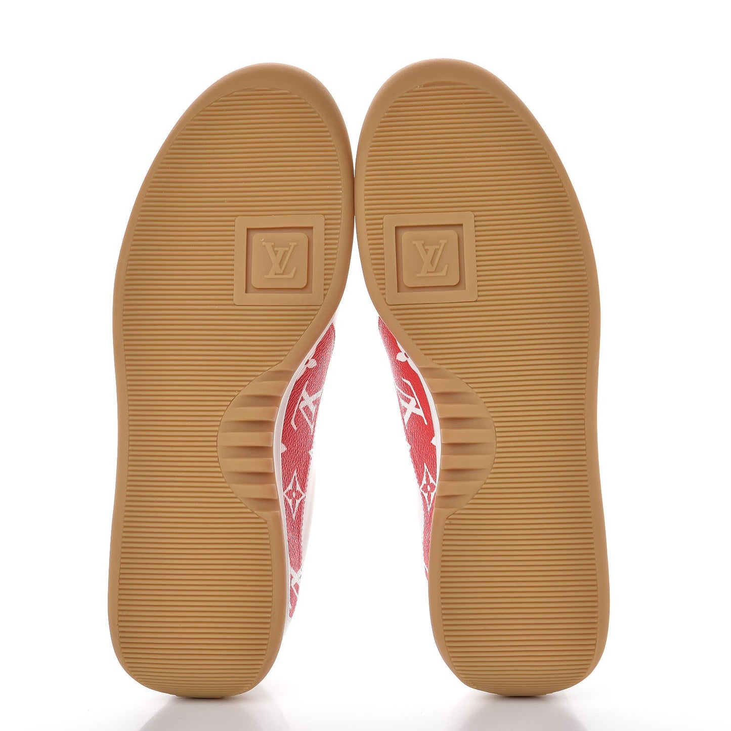 X SUPREME Calfskin Monogram Sneakers 7 White Red