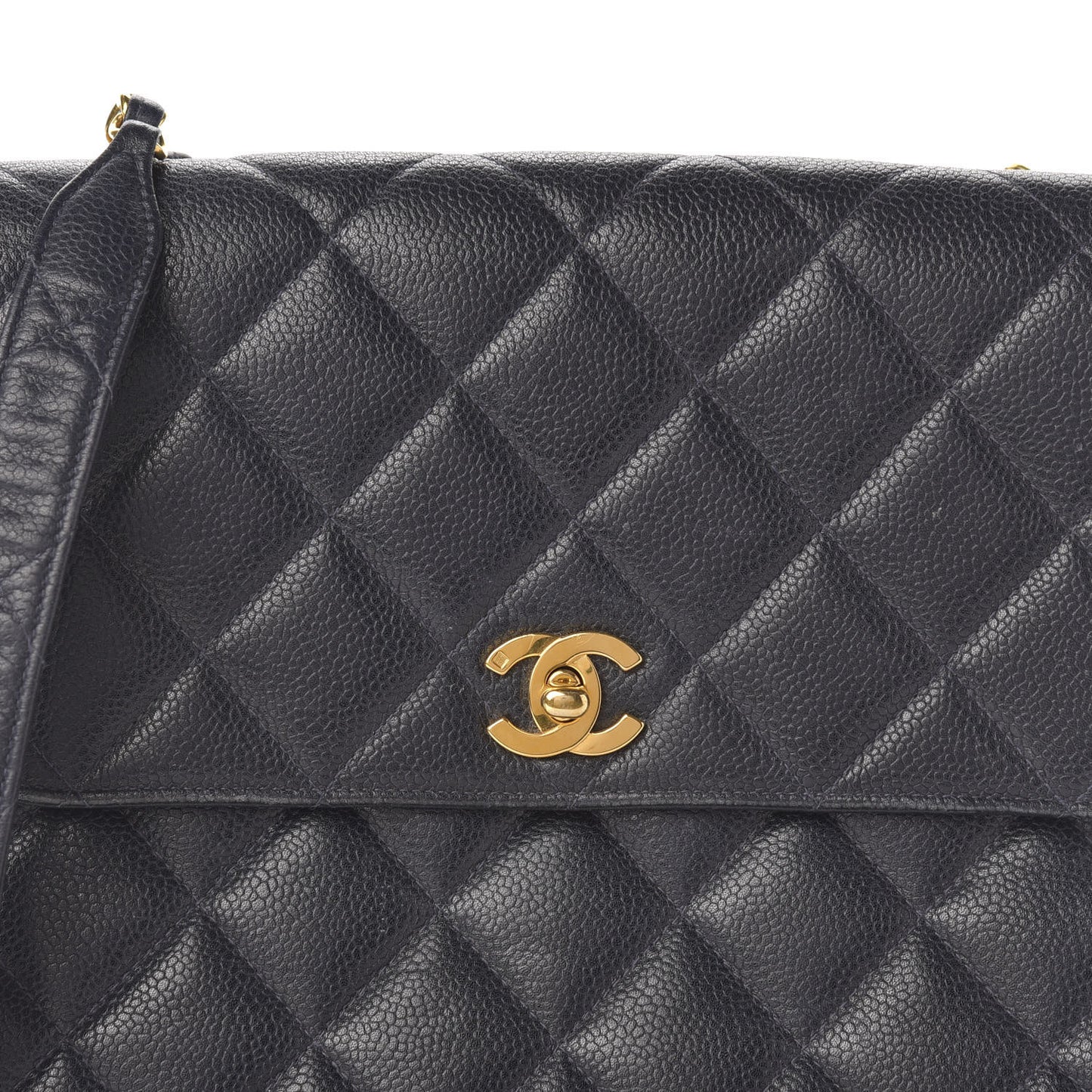 Caviar Quilted Small Single Flap Navy