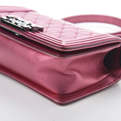 Chanel Metallic Patent Calfskin Quilted Small Boy Flap Pink 7 of 10