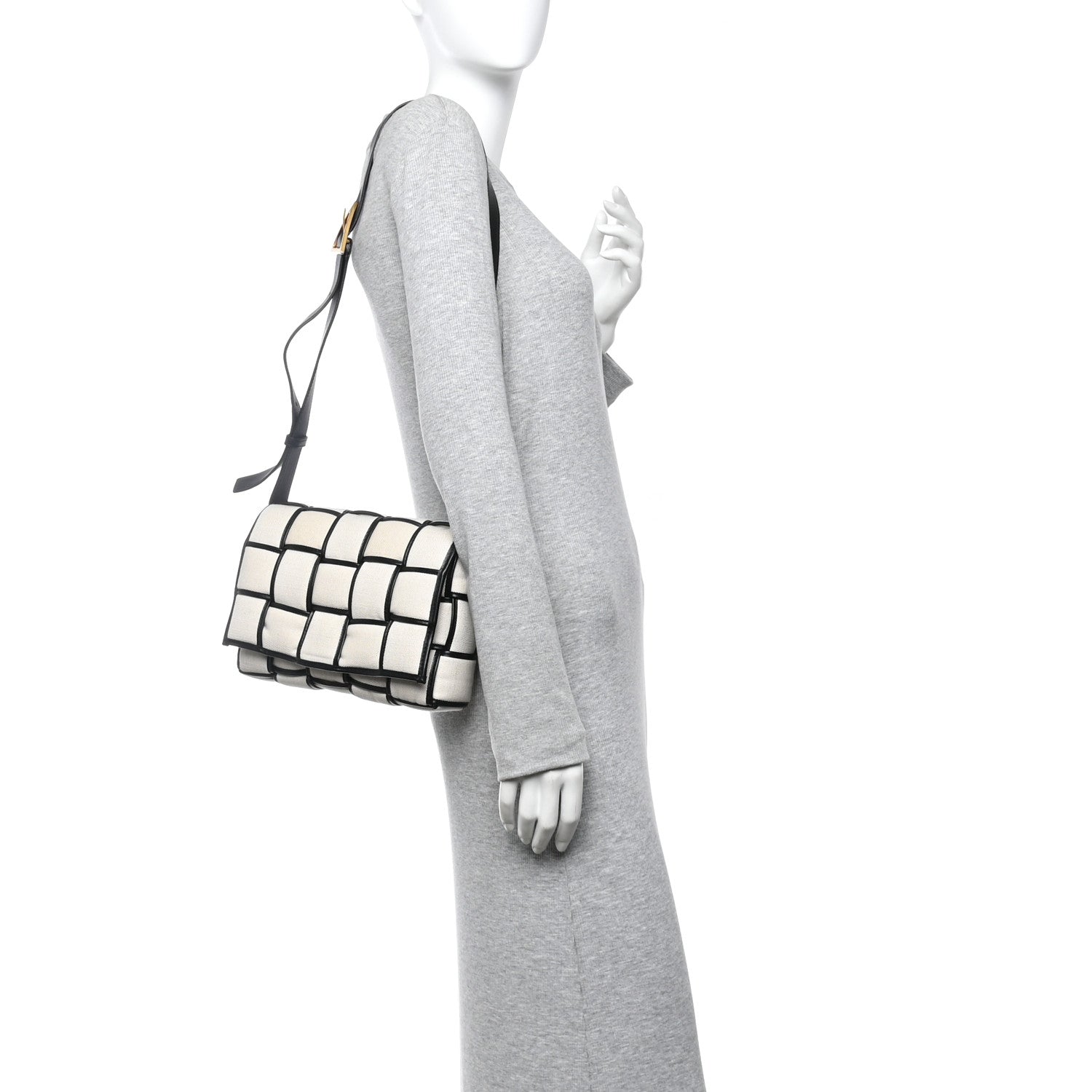 Bottega Veneta Canvas Intrecciato Padded Cassette Crossbody Bag Natural Black 2 of 10