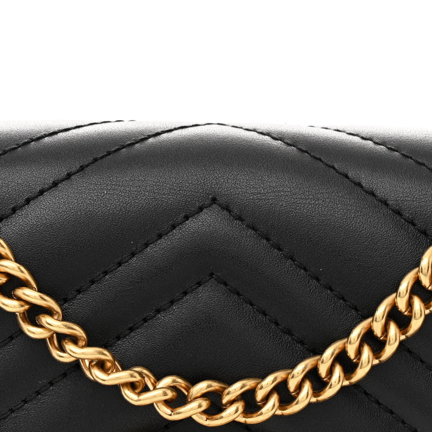 Gucci Calfskin Matelasse GG Marmont Chain Wallet Black 10 of 13