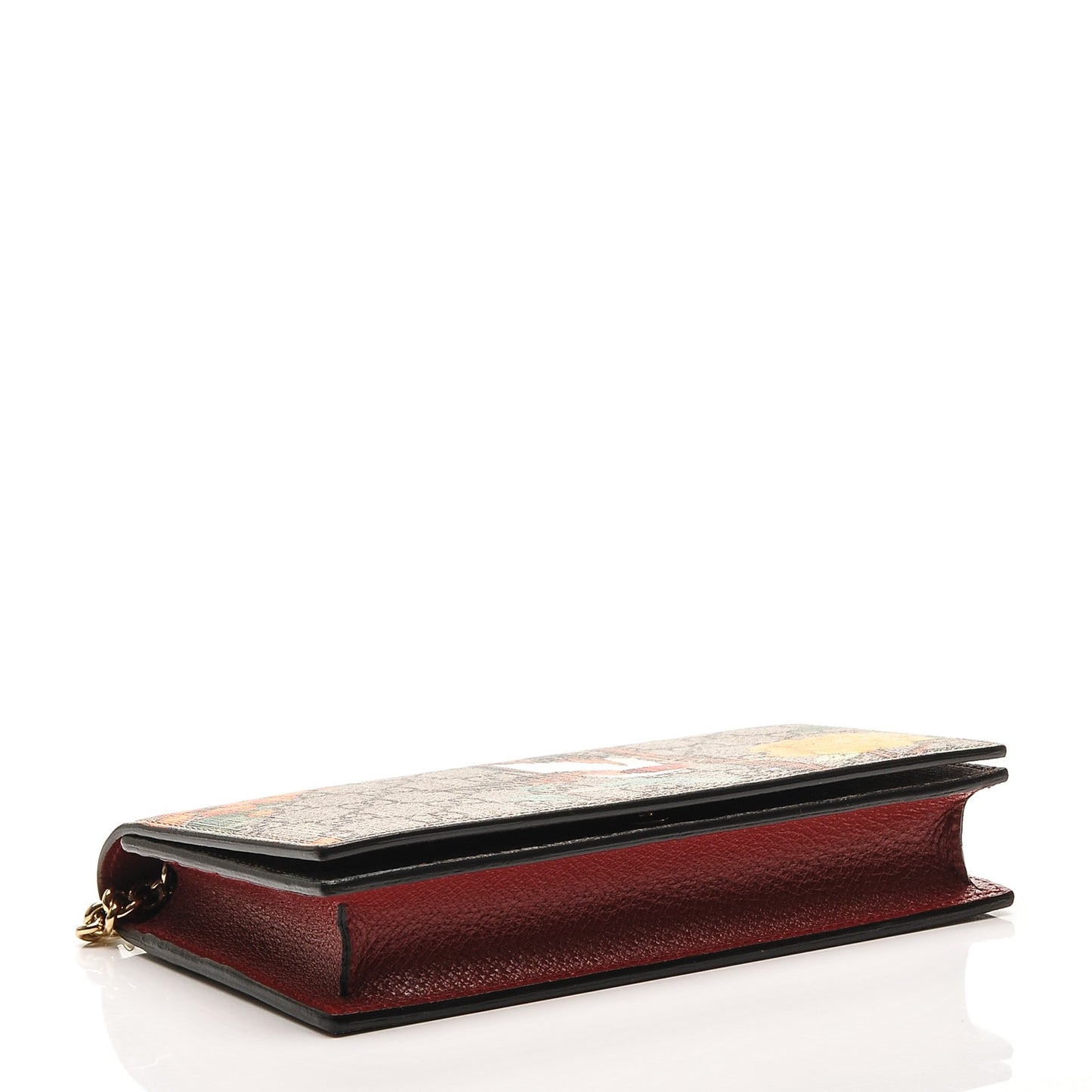 GG Supreme Monogram Tian Chain Wallet Beige Multicolor Red