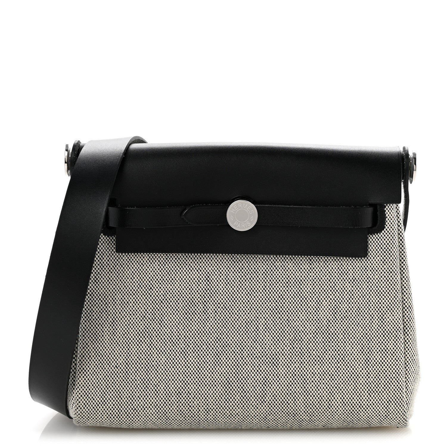 Hermes Military Toile Vache Hunter Herbag Zip Retourne 20 Ecru Black 1 of 15