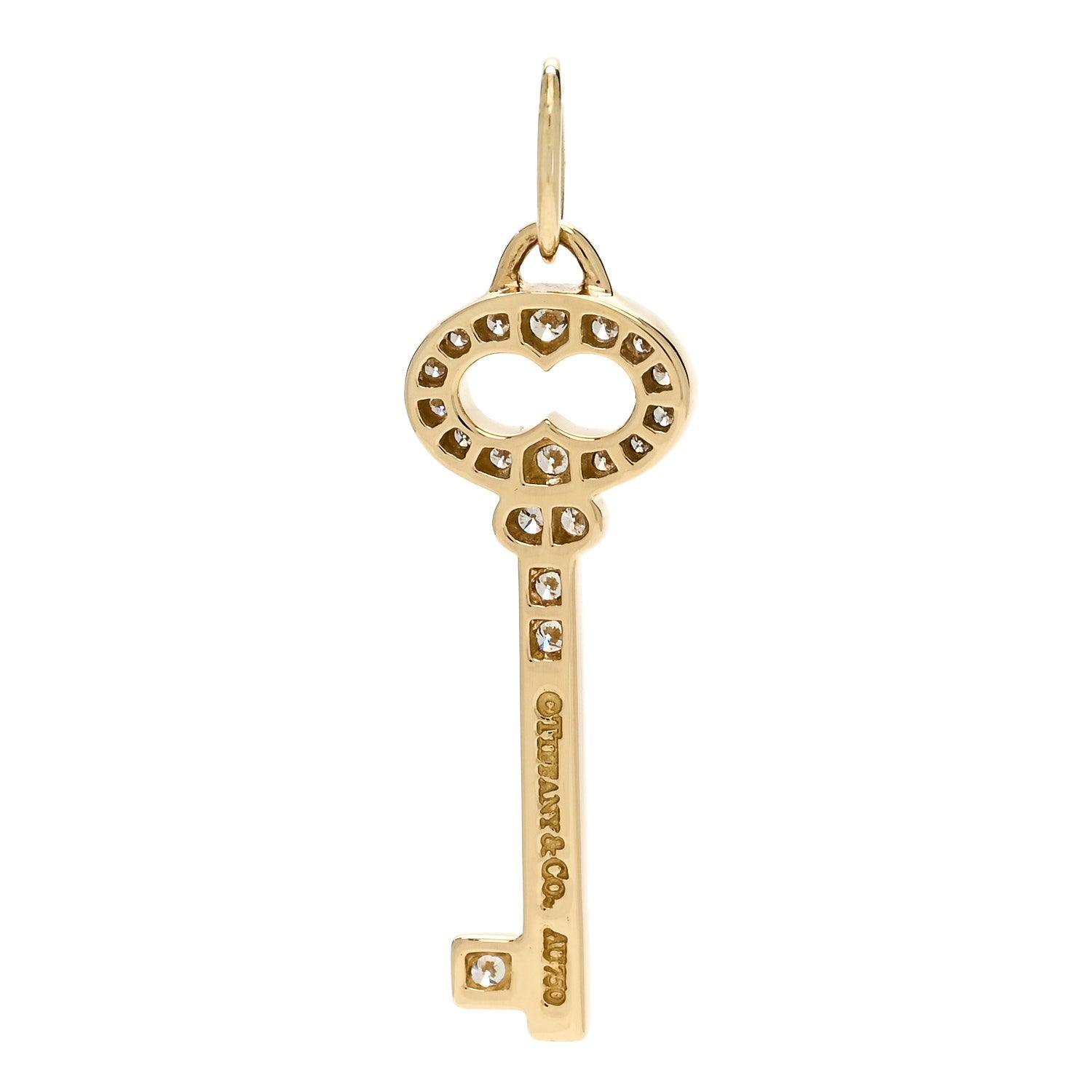 Tiffany 18K Yellow Gold Diamond Mini Vintage Oval Key Pendant 3 of 5
