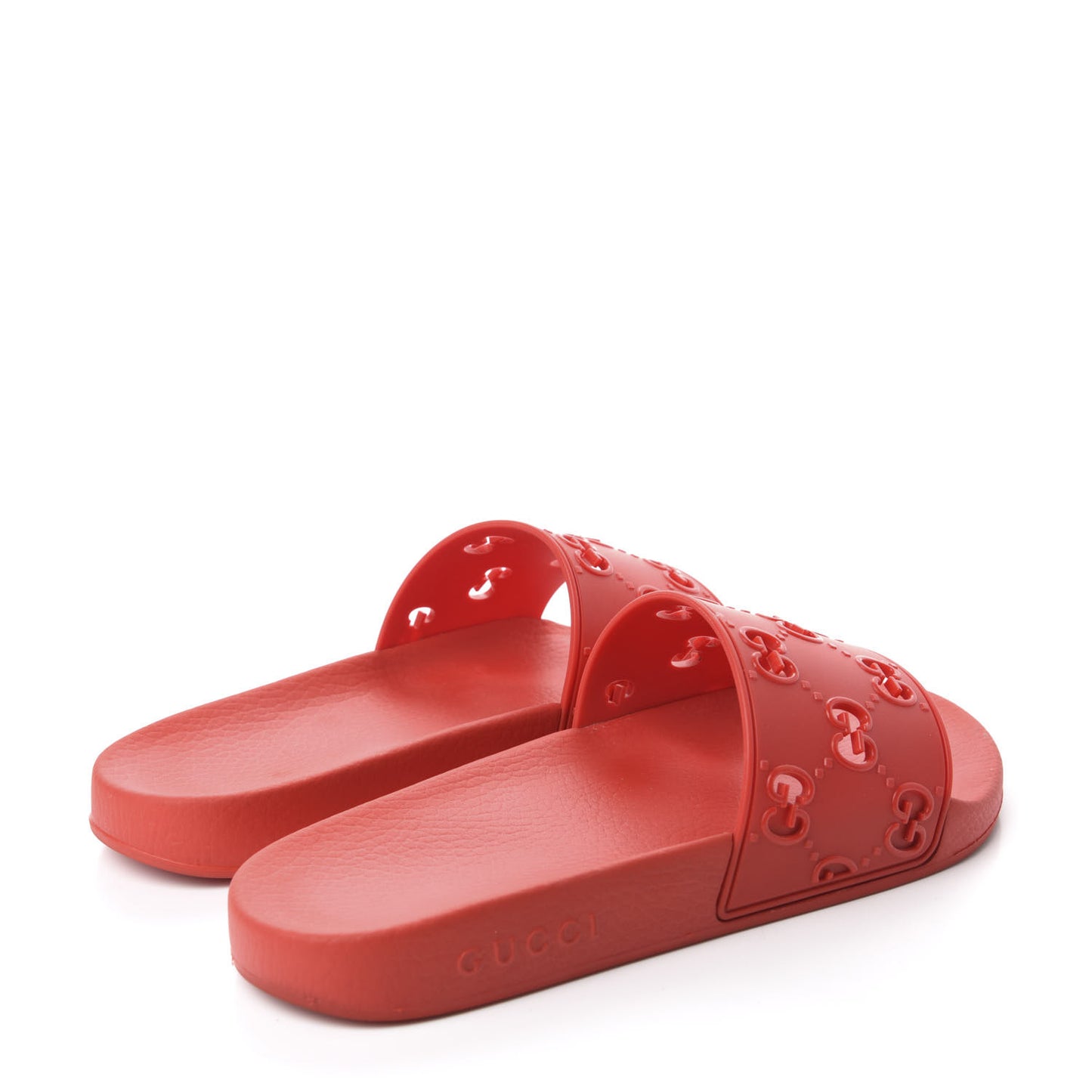 Rubber GG Monogram Mens Slide Sandals 9 Hibiscus Red