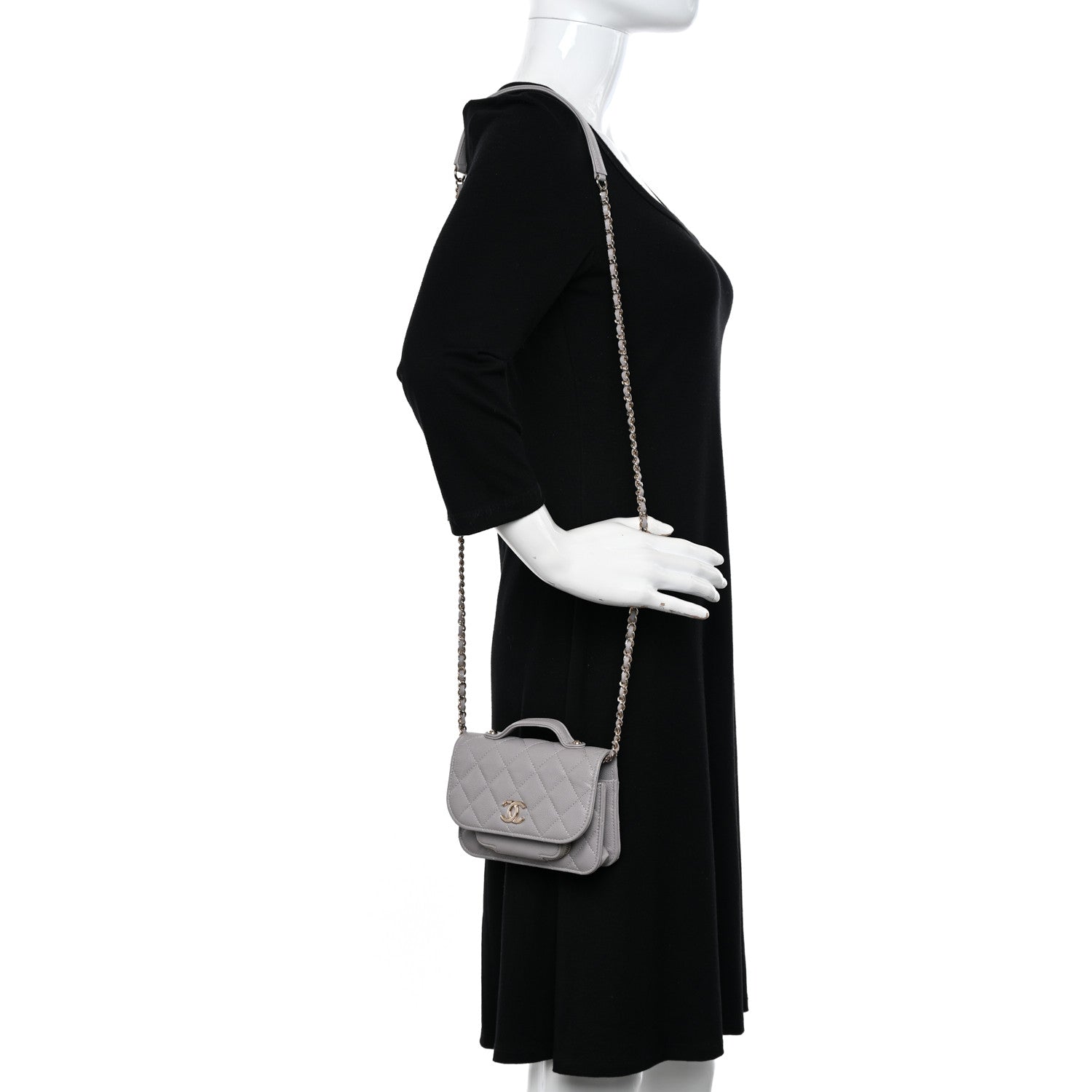 Chanel Caviar Quilted Mini Business Affinity Flap Grey 2 of 13