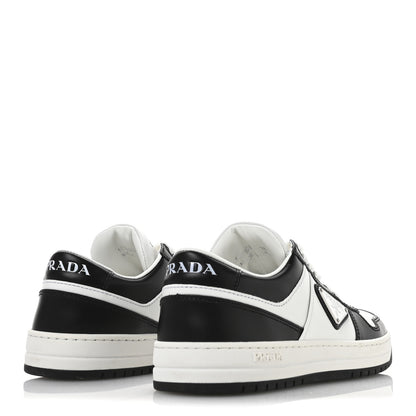Prada Vitello Sport Spazzolato Rois Triangle Logo Womens Downtown Low Top 30mm Sneakers 36 White Black 5 of 7
