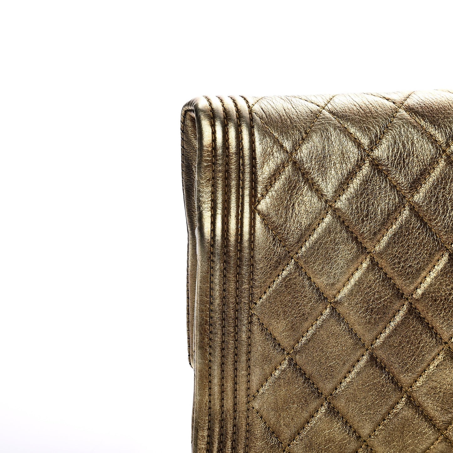 Metallic Lambskin Quilted Beauty CC Boy Clutch Gold