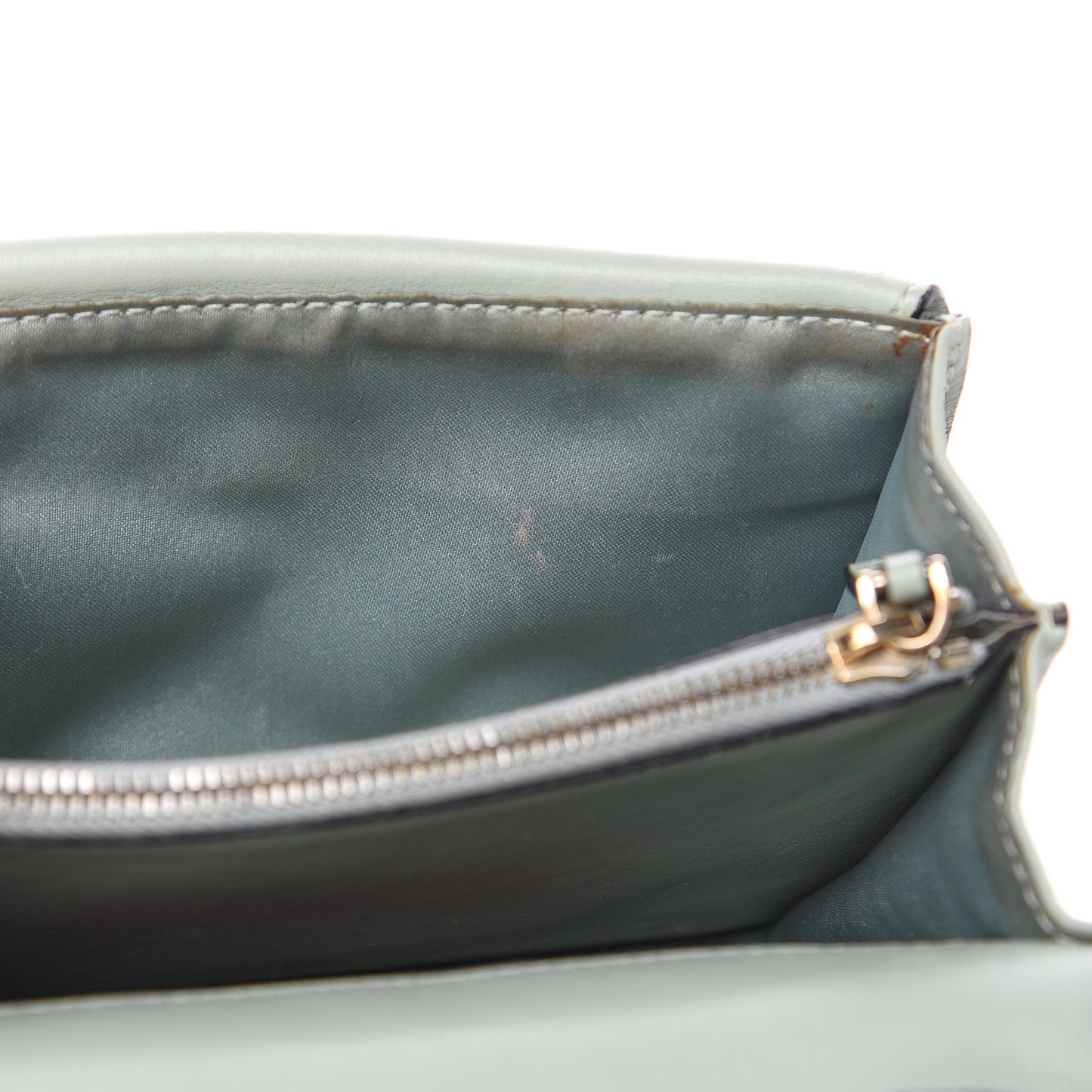 Calfskin Rockstud Wallet on Chain Water Green