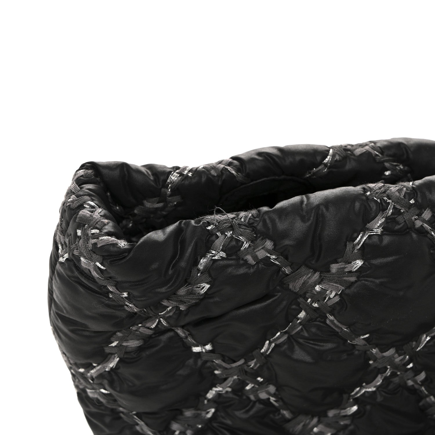 Chanel Nylon Quilted Tweed Stitch Bubble Tote Black 13 of 14