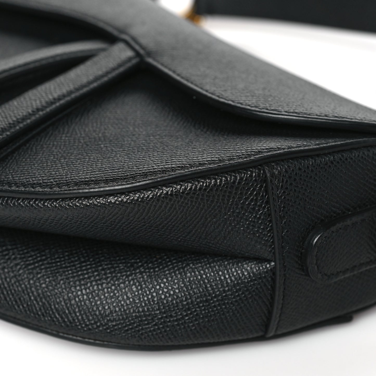Grained Calfskin Saddle Bag With Strap Black